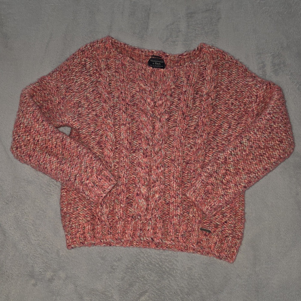 Abercrombie & Fitch Sweater Womens Small Pink Wool Blend Cable Knit Oversized
